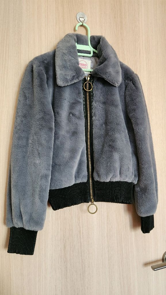 여자 회색털잠바 털자켓S--2