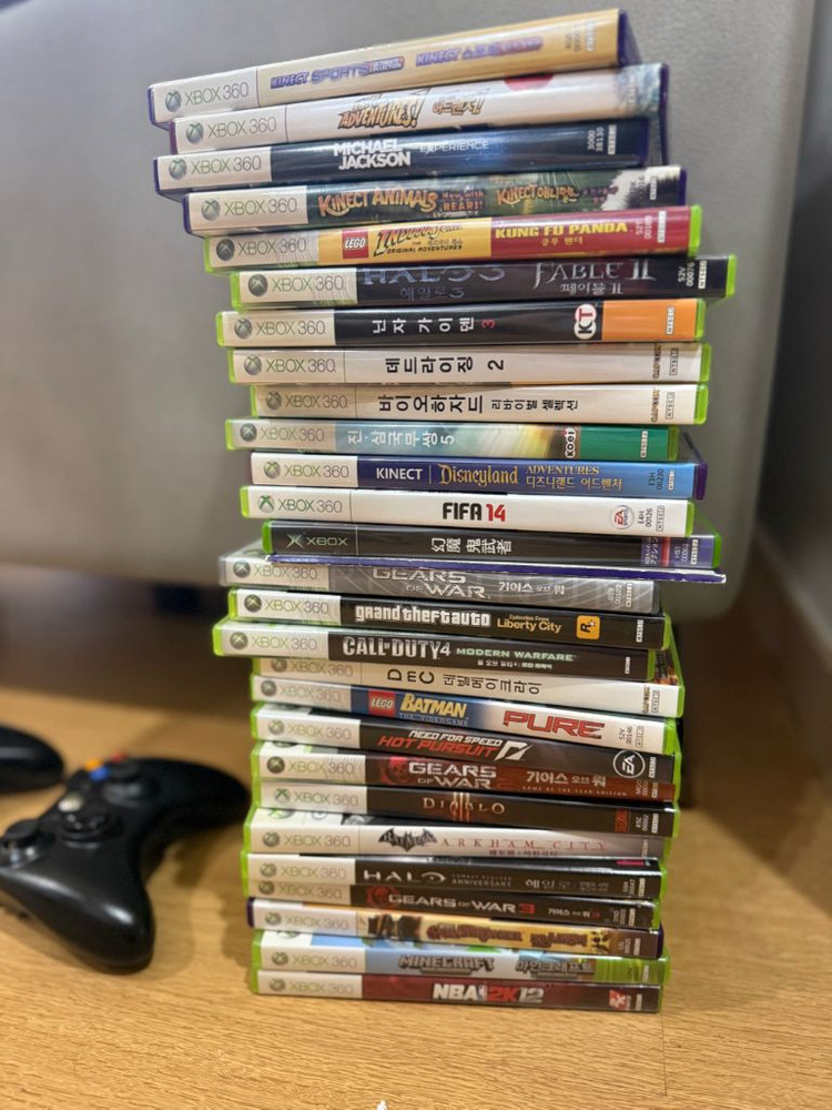 xbox 360 본체 키넥트 무선패드 2개 게임 27개 세트 이미지