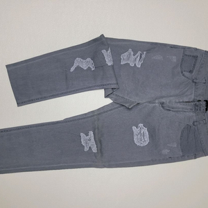 UGIZ 남자 데미지워싱 청바지 32 그레이