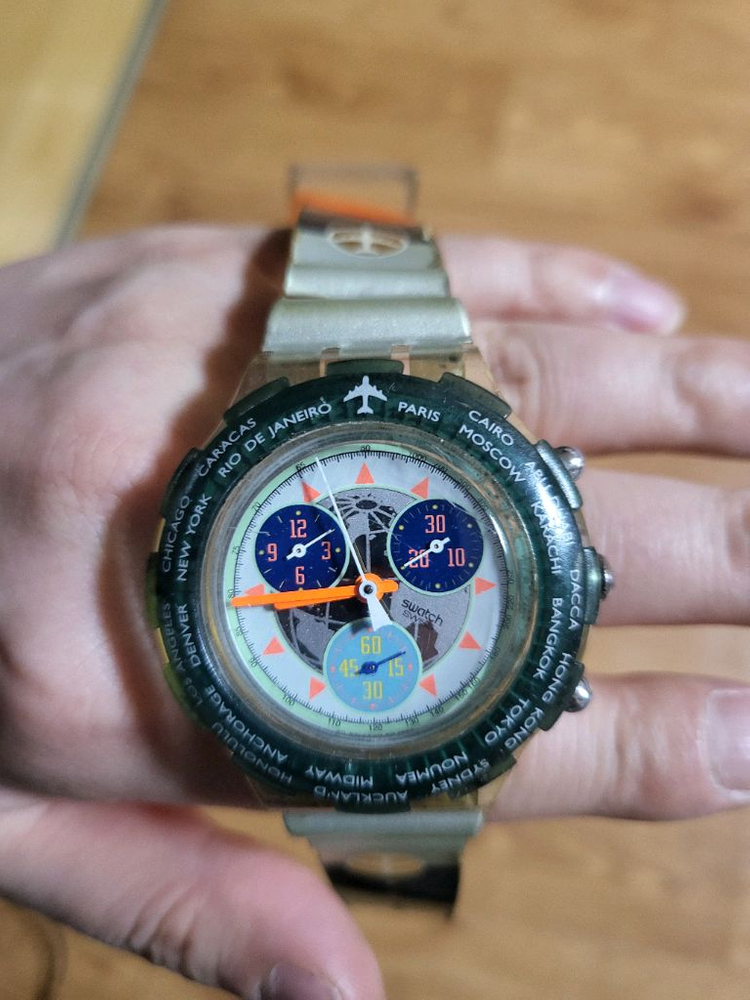 빈티지 스와치 아쿠아크로노 손목시계 이미지