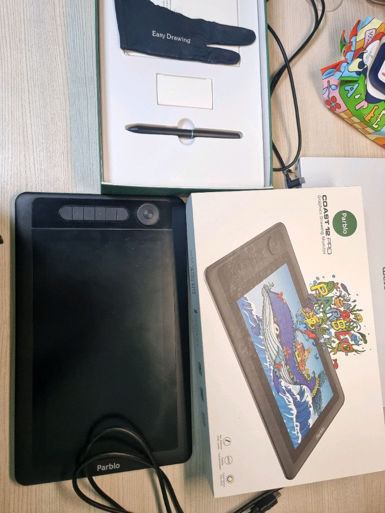 Parblo Coast 12 Pro 드로잉 액정 타블렛 + 드로잉 거치대--2