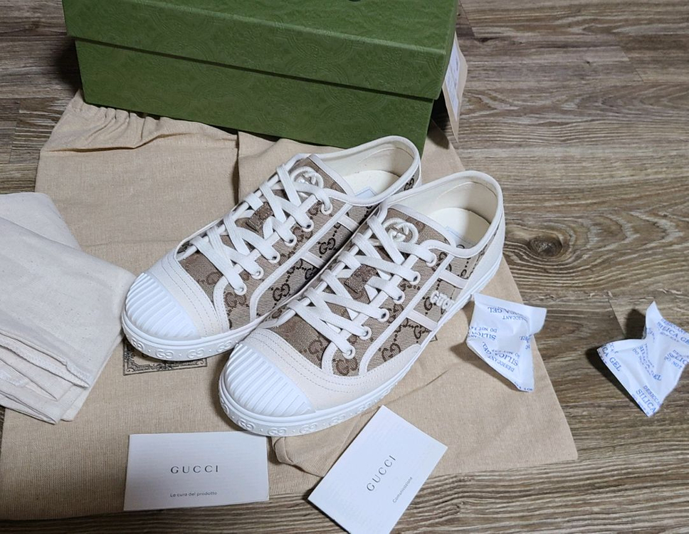 (새상품급)구찌 캔버스 스니커즈 명품신발운동화나이키아식스아디다스루이비통프라다디올샤넬로로피아나에르메스--3