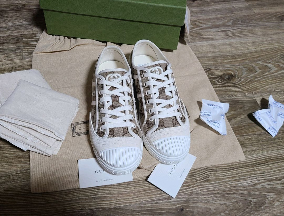 (새상품급)구찌 캔버스 스니커즈 명품신발운동화나이키아식스아디다스루이비통프라다디올샤넬로로피아나에르메스--4