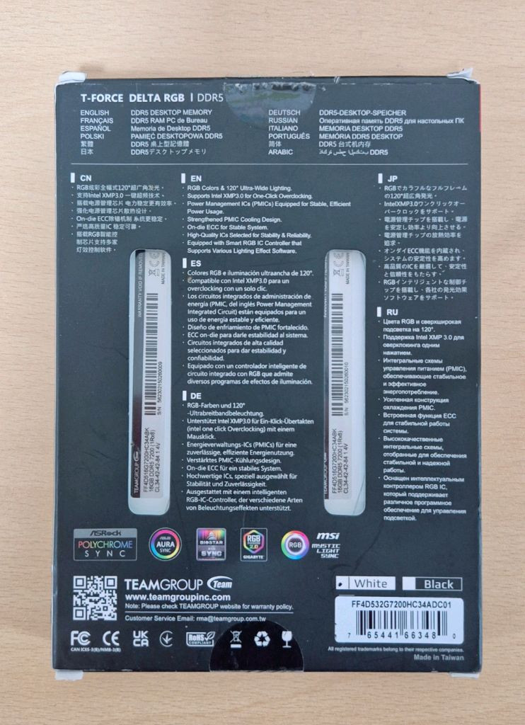 팀그룹 티포스 델타 DDR5 32GB ( 16GB x2) 7200MHz CL34 서린 정품--1