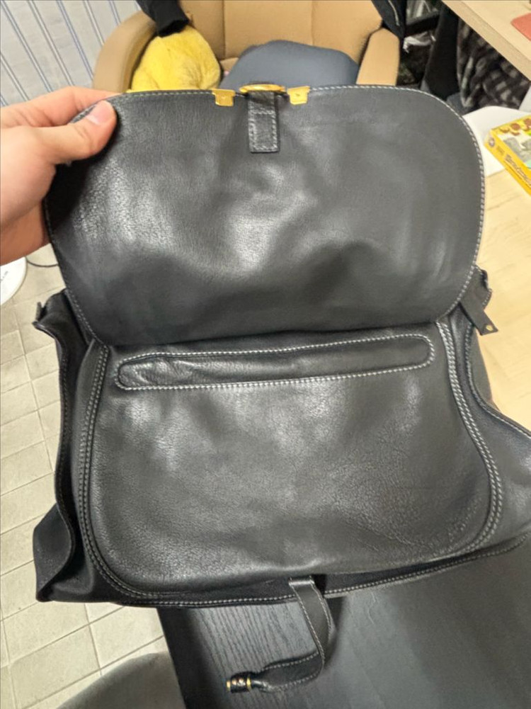 끌로에 마르씨 블랙 레더 토트백--2