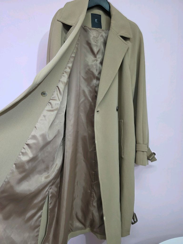 Renoma 레노마 베이지 벨티드 롱 코트--1