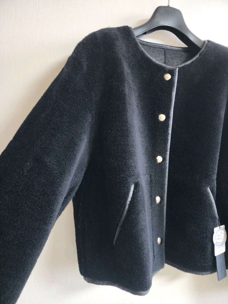 한섬 랑방 스타일 양모 퍼 자켓 뽀글이 무스탕--1