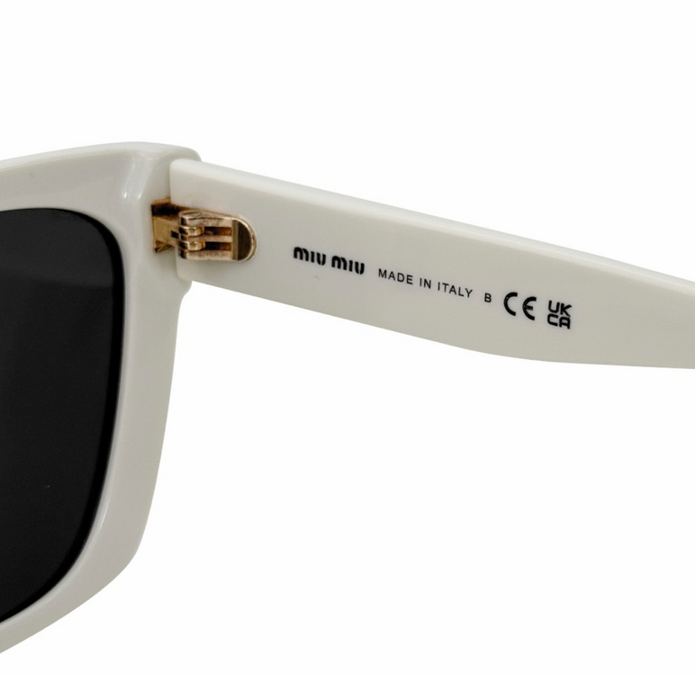 미우미우 아세테이트 로고 장식 캣아이 선글라스 화이트--6