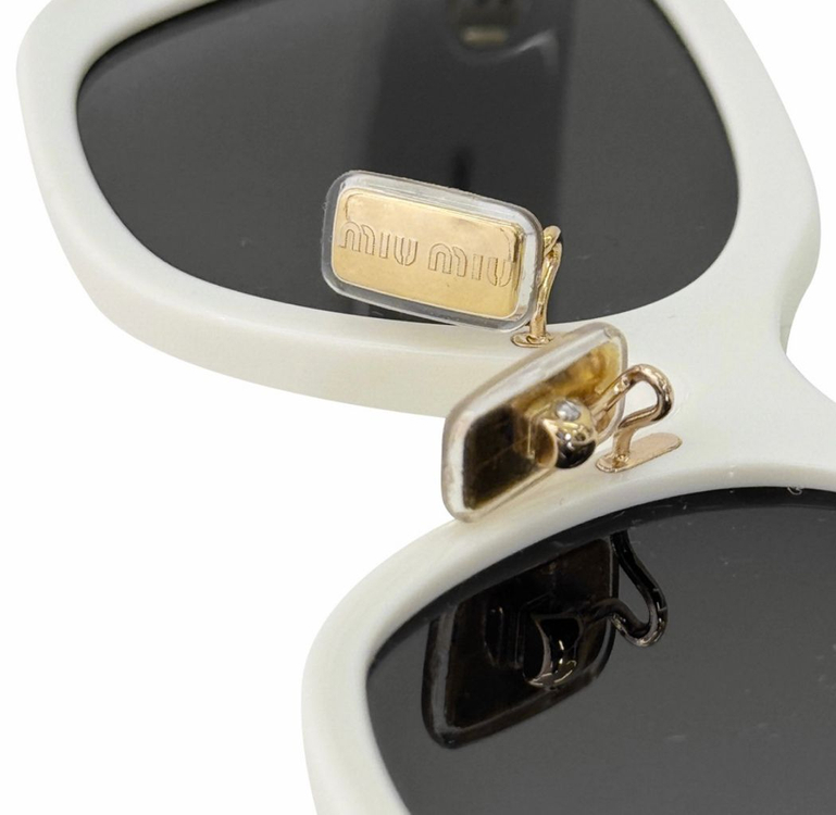 미우미우 아세테이트 로고 장식 캣아이 선글라스 화이트--7