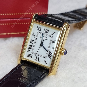 까르띠에 빈티지 탱크머스트 XL 화이트로만 다이얼 디버클 시계(남녀공용) 이미지