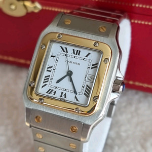 까르띠에 산토스 까레 18K 콤비 라지 오토메틱 시계 이미지