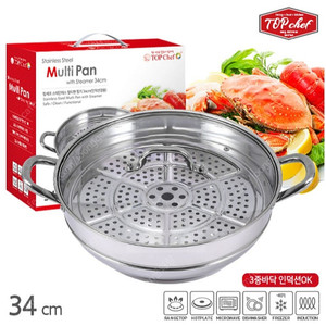 찜기 냄비 탑셰프 스테인레스 멀티팬 스덴찜기 34cm #새상품#