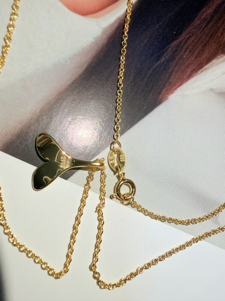 골드 물고기 꼬리 펜던트 목걸이(줄+팬던트 은999)새상품--1