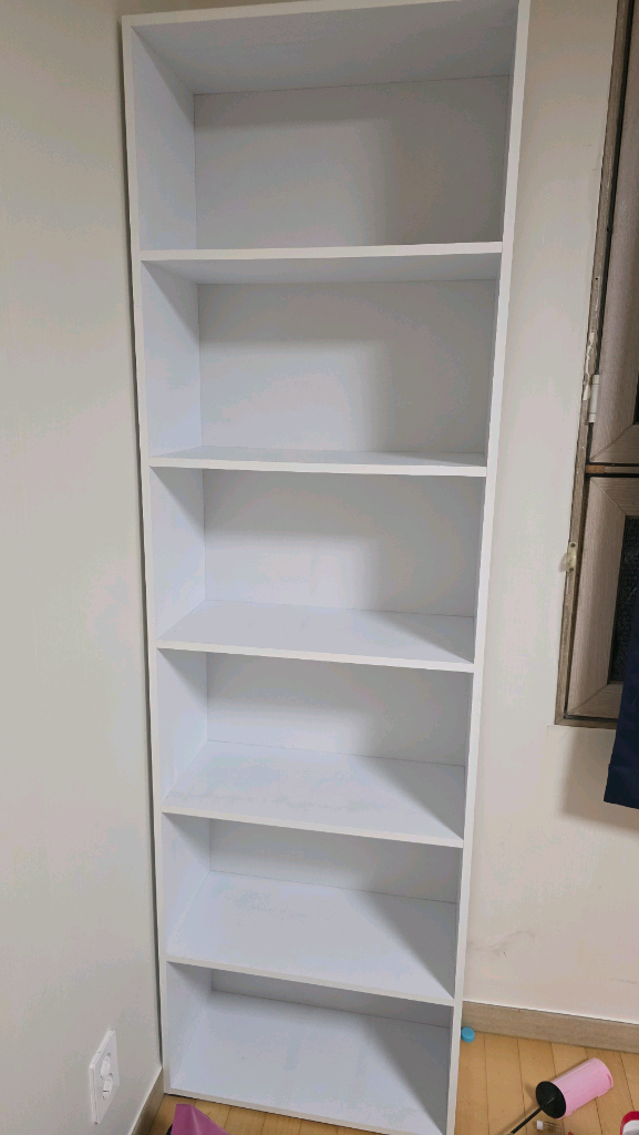 싱글침대프레임(바퀴형서랍3개)+6단책장--2