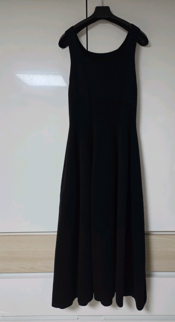 더캐시미어 캐시미어 블렌드 슬리브리스 니트 드레스 블랙 66 랑방 마인 타임--2