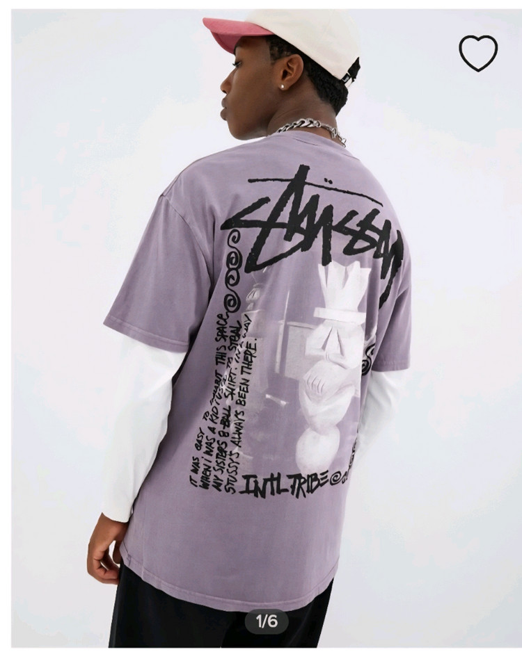 스투시 래빗홀 라벤더 프린팅 반팔 티셔츠 XXL 새상품--3