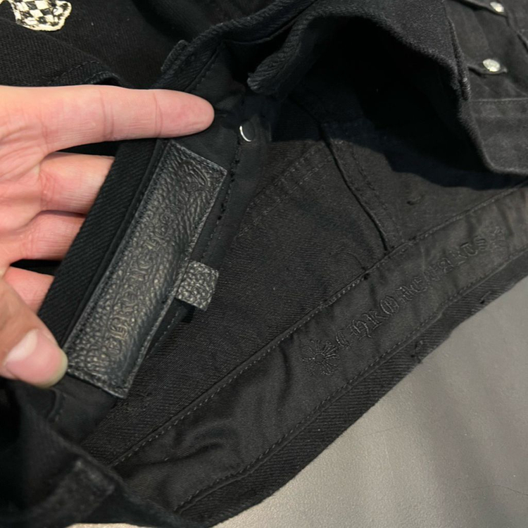 크롬하츠 플레어 패치 블랙 팬츠--1