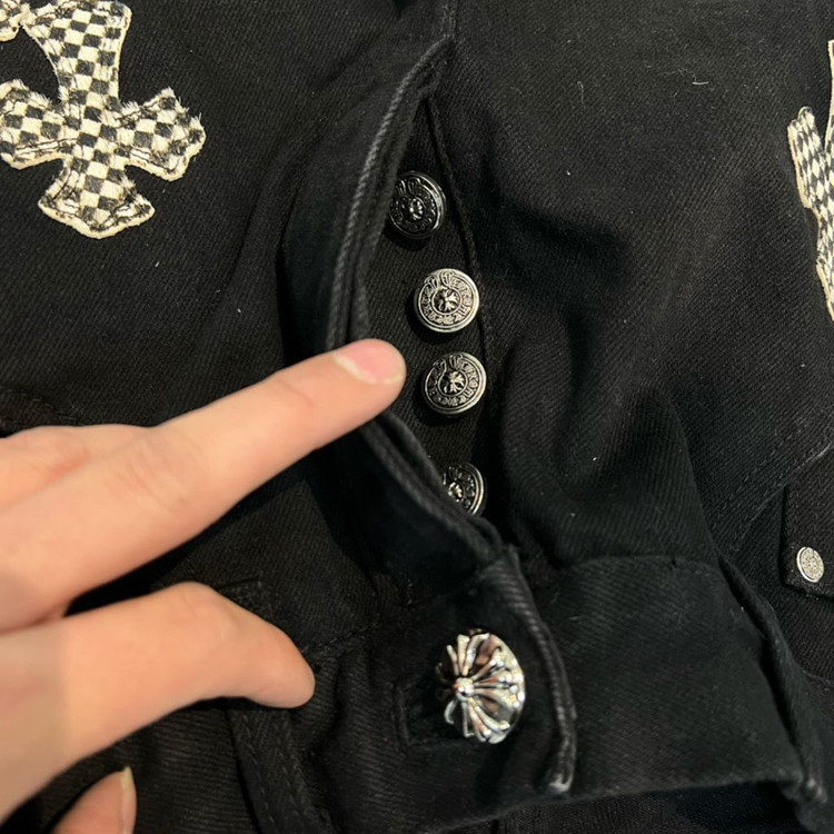 크롬하츠 플레어 패치 블랙 팬츠--2