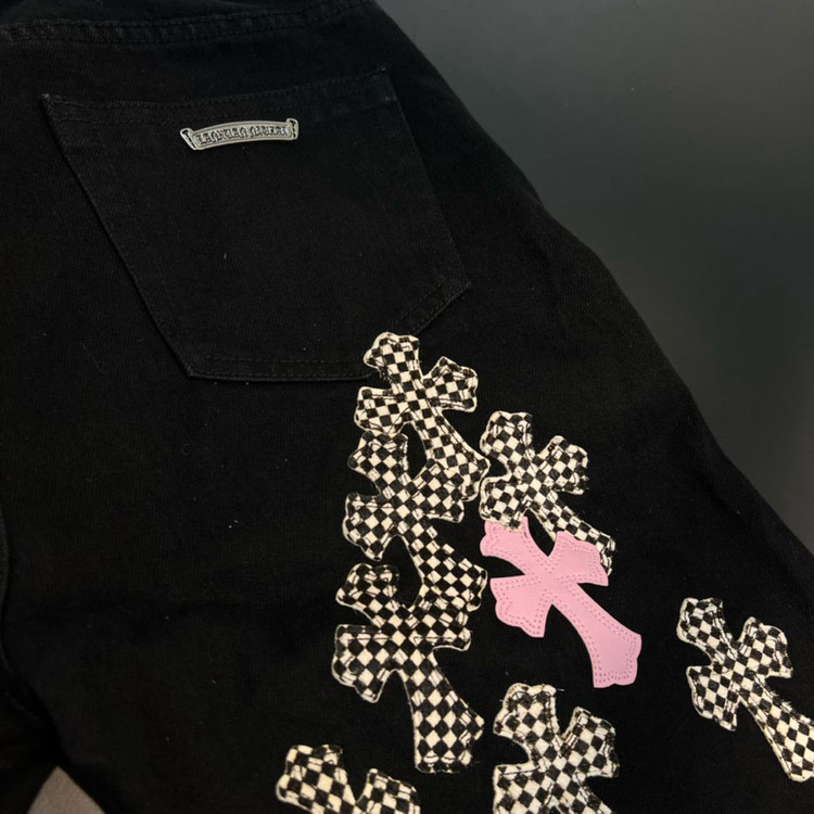 크롬하츠 플레어 패치 블랙 팬츠--4