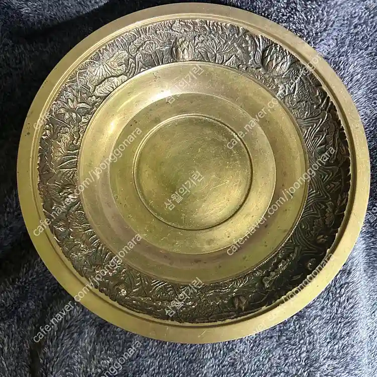 빈티지 황동 신주 연꽃 다용도 받침대 트레이 꽃병 화병 이미지