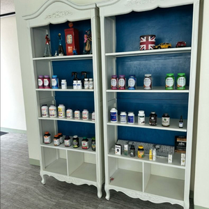 엔틱 화이트 5단 책장 장식장 2개 세트