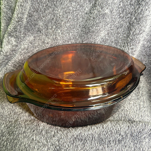 미국 빈티지 앵커호킹 파이어킹 오벌 앰버 글라스 캐서롤 이미지