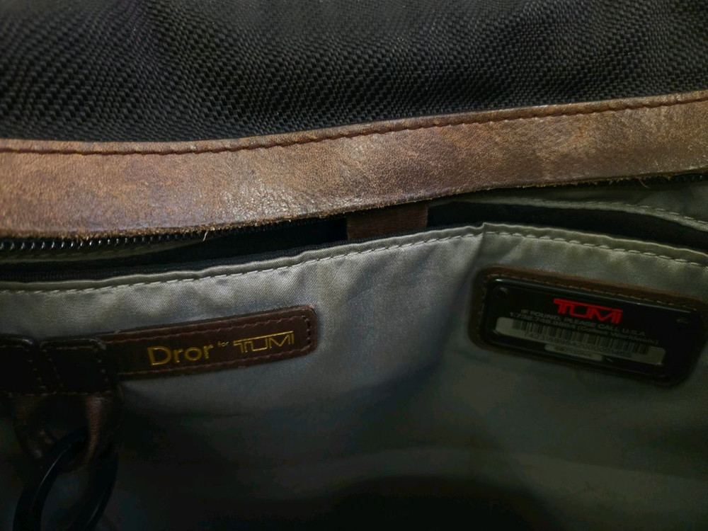 투미 드로르 레더 페브릭 백팩--4
