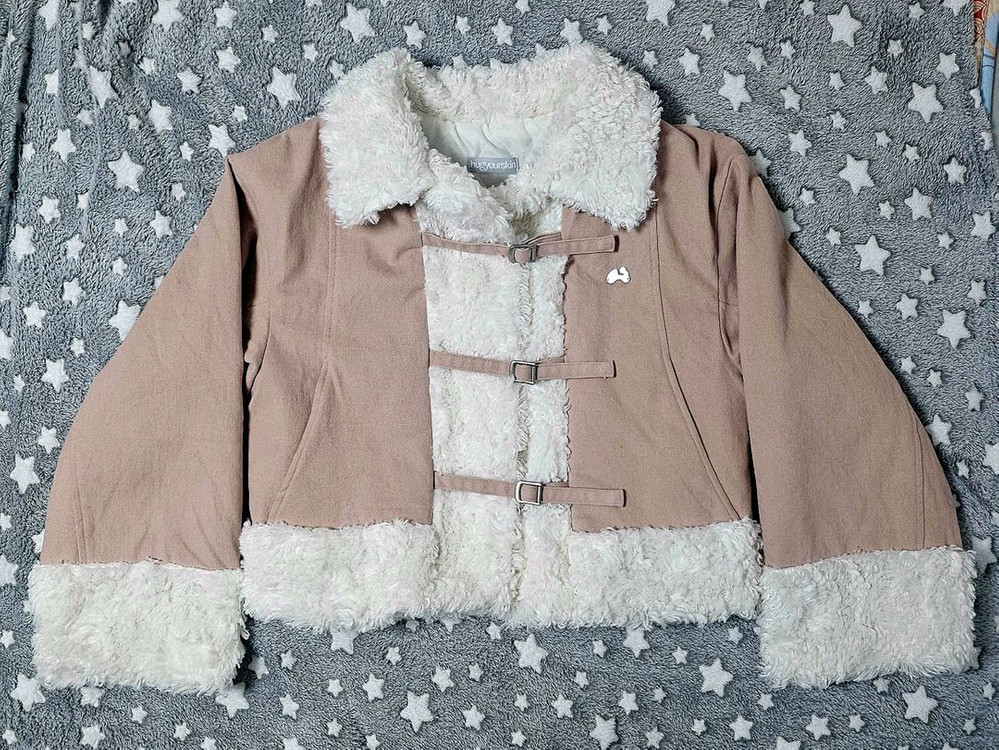 허그유어스킨 시어링 퍼 자켓 애쉬 핑크--5