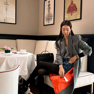 고걸 헤링본 롱코트 L사이즈