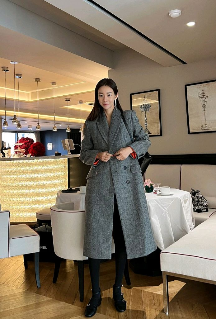 고걸 헤링본 롱코트 L사이즈--1