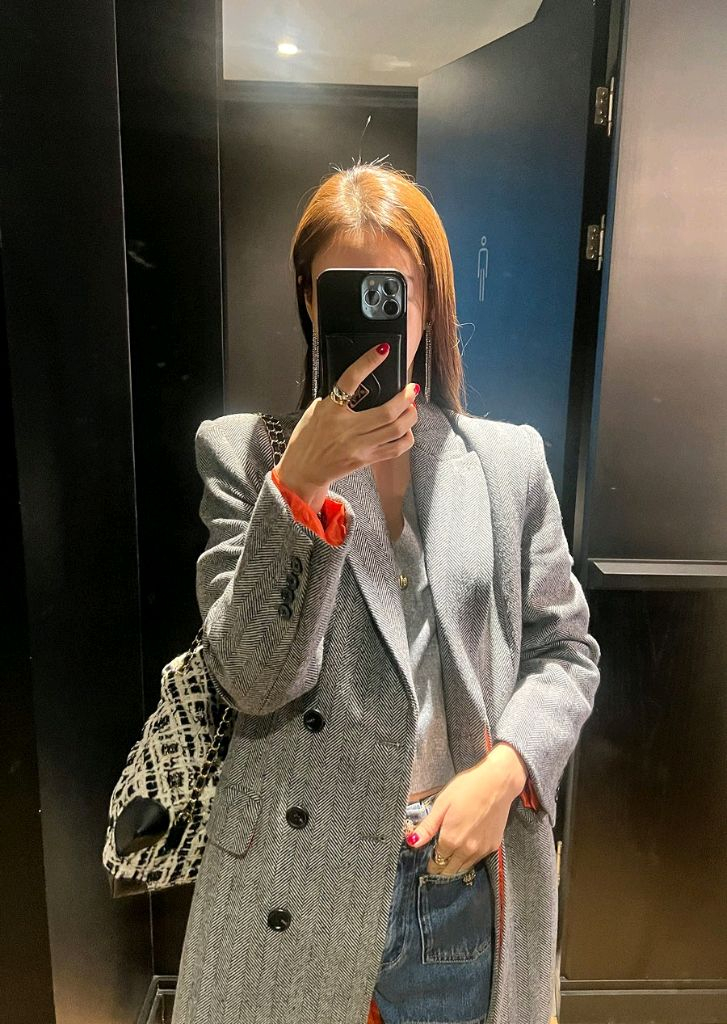 고걸 헤링본 롱코트 L사이즈--2