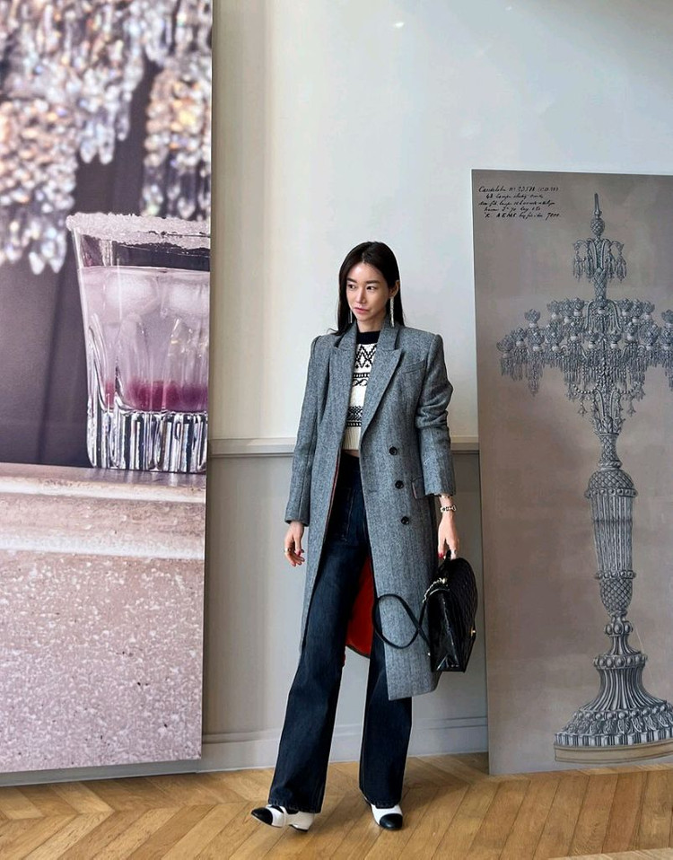 고걸 헤링본 롱코트 L사이즈--3