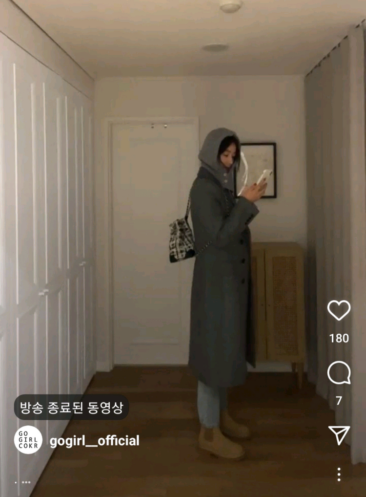 고걸 헤링본 롱코트 L사이즈--8