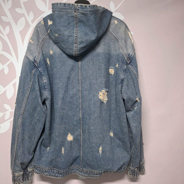 준지 24 디스트로이드 후드 데님 마원 자켓--9