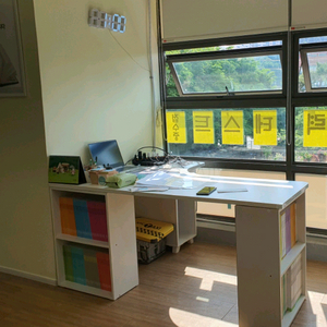 L자형 화이트 책상.데스크 컴퓨터 책상