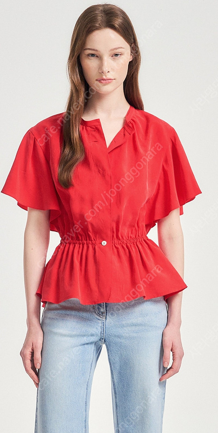 오브제 레드 블라우스 대폭 에눌--1