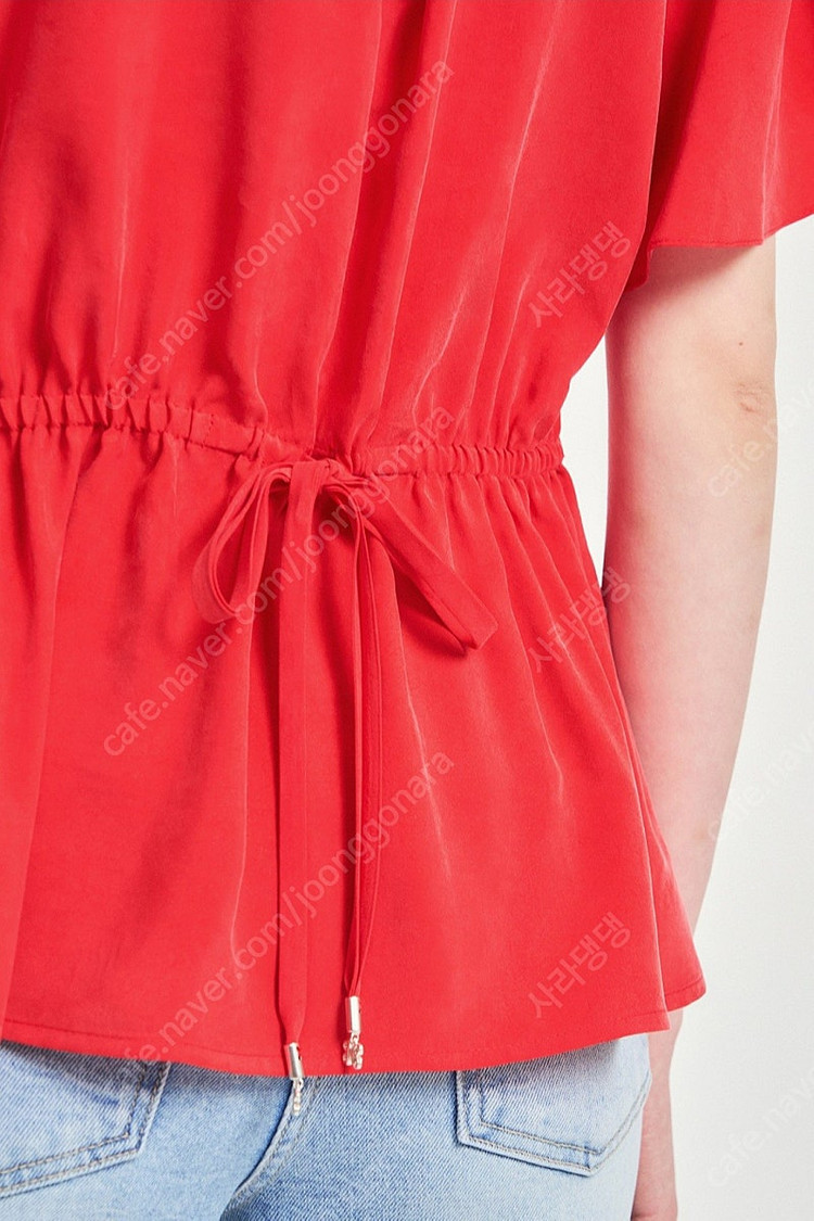 오브제 레드 블라우스 대폭 에눌--3