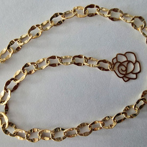 14K 모즐체인 팔찌 로즈장식