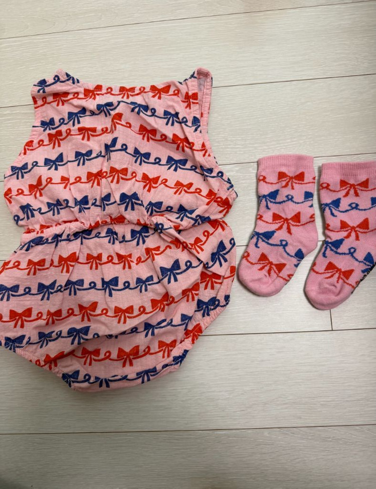 보보쇼즈 리본롬퍼 12m 양말 세트--1