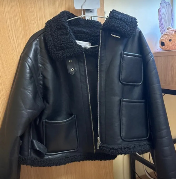 플레이스 스튜디오 솔리드 무톤 플리스 양털 레더 무스탕 자켓 ALL BLACK 이미지