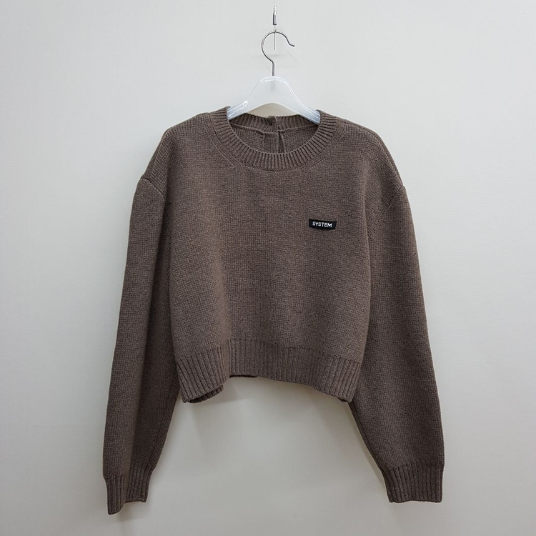 한섬 시스템 2024 울 블렌드 백버튼 크롭 니트 88-98-165사이즈--0