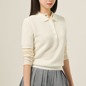 빈폴 PK 자수 하프 슬리브 니트 탑 L 사이즈 25SS 이미지