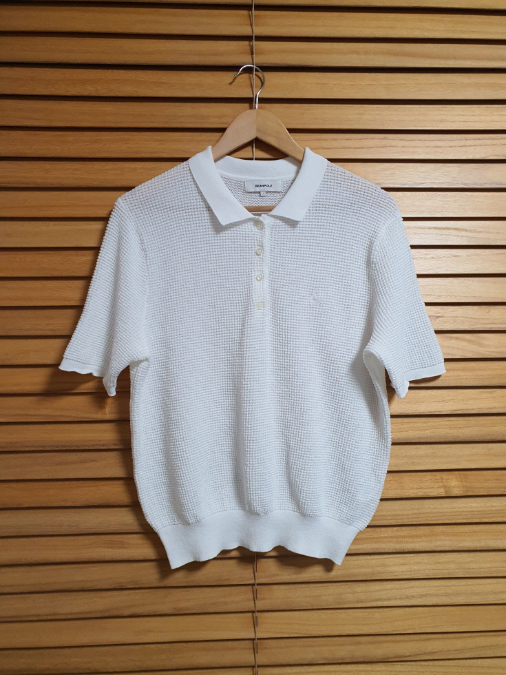 빈폴 PK 자수 하프 슬리브 니트 탑 L 사이즈 25SS 이미지