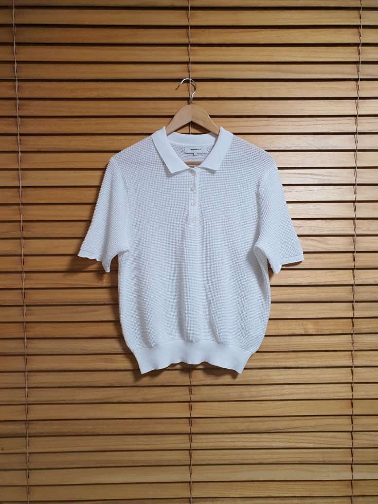 빈폴 PK 자수 하프 슬리브 니트 탑 L 사이즈 25SS 이미지