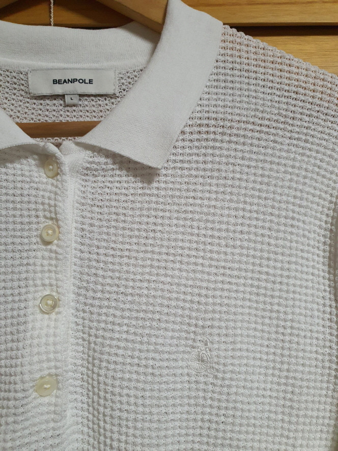 빈폴 PK 자수 하프 슬리브 니트 탑 L 사이즈 25SS 이미지