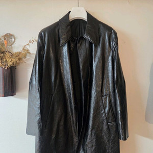 COOR 쿠어 비건 레더 싱글 카 코트 블랙 m사이즈