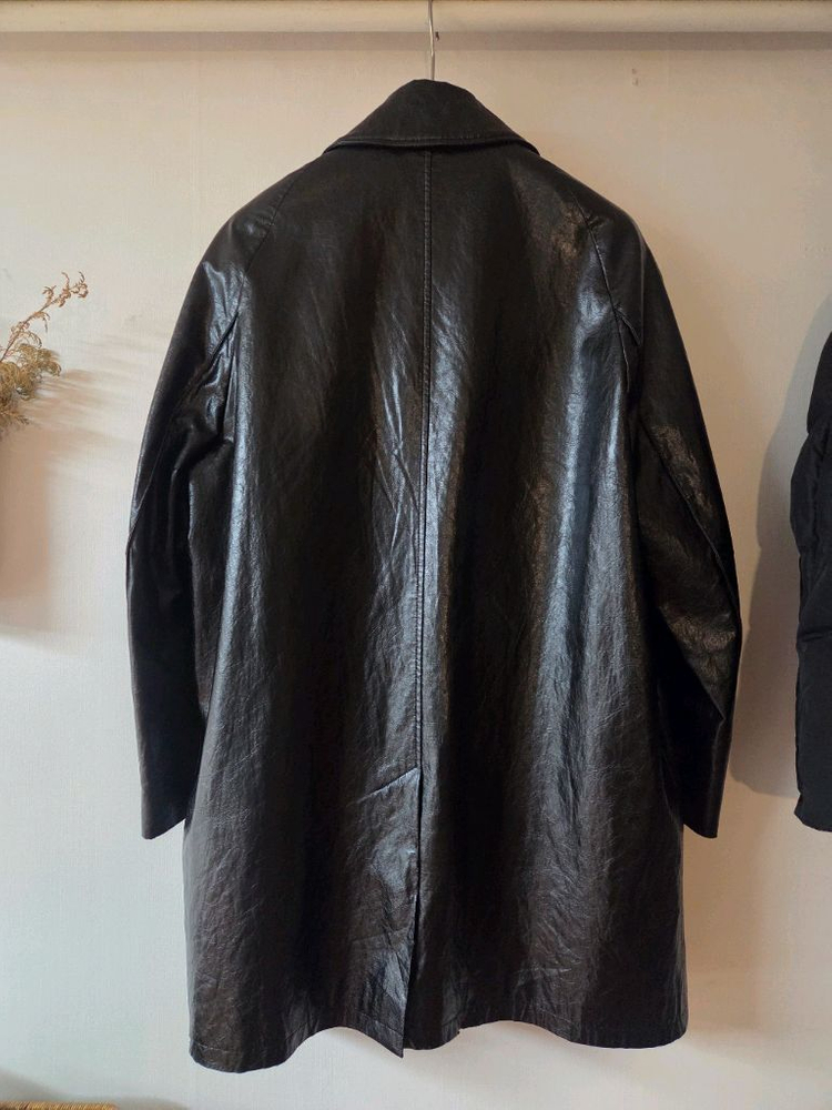 COOR 쿠어 비건 레더 싱글 카 코트 블랙 m사이즈--1