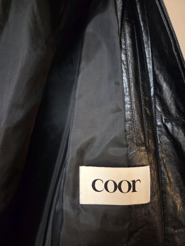 COOR 쿠어 비건 레더 싱글 카 코트 블랙 m사이즈--2