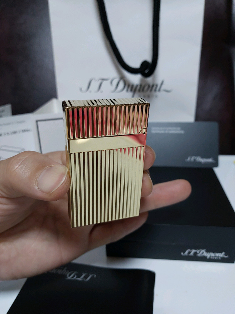 [새상품급] 듀퐁라이터 라인2 신형 ca16827 스트라이프 금장 쌍불 듀퐁 라이타--1