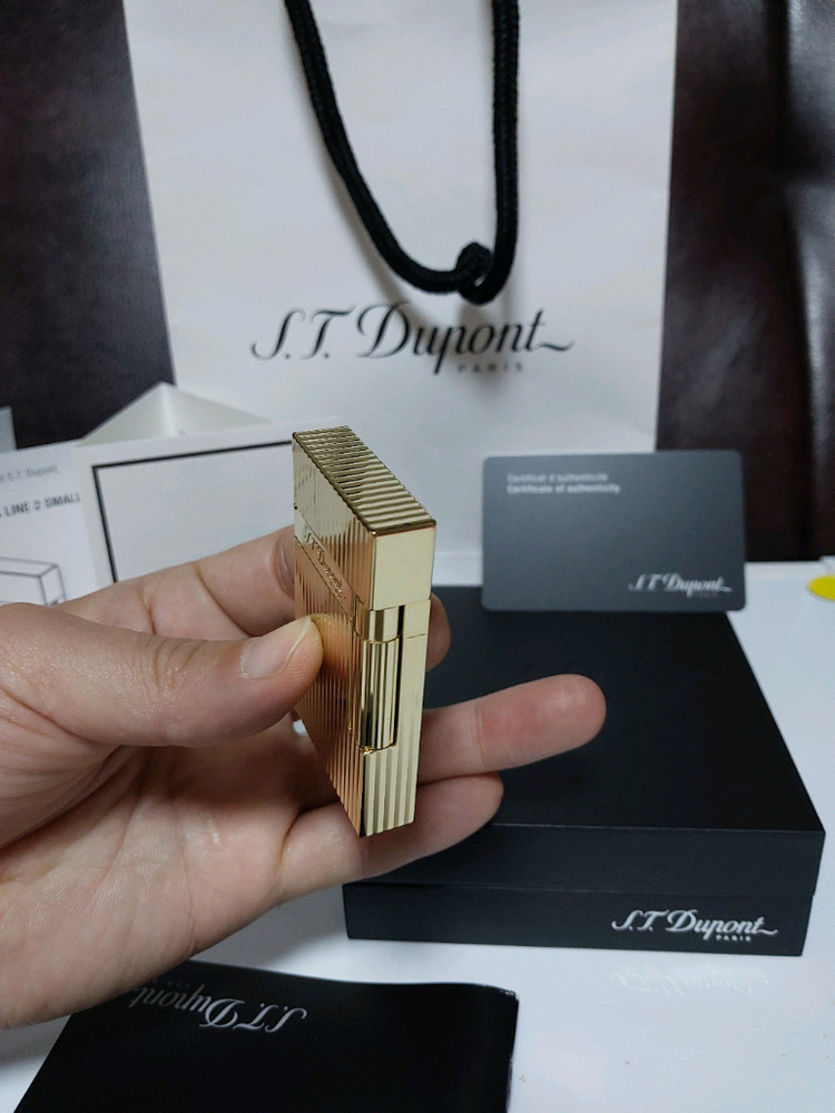 [새상품급] 듀퐁라이터 라인2 신형 ca16827 스트라이프 금장 쌍불 듀퐁 라이타--3